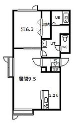 イースト2条通り 1LDKの間取図画像