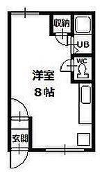 グリーンハイツA ワンルームの間取図画像