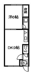 GRACE川端 1DKの間取図画像
