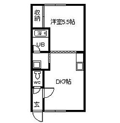 ロピア146 1DKの間取図画像