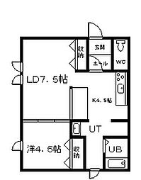 花さか荘 1LDKの間取図画像