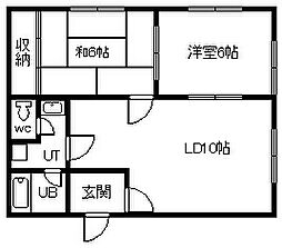 STELLA緑町B 2LDKの間取図画像