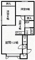 プリマーベラB 2LDKの間取図画像