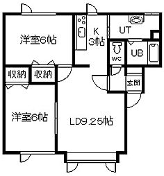 リバティパレス 2LDKの間取図画像