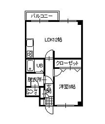 グランビューエーコー 1LDKの間取図画像