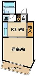 ノアハヤシ2 1Kの間取図画像