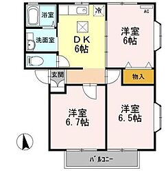 サンライズ 3DKの間取図画像