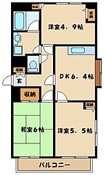 日神パレステージ古淵 3DKの間取図画像