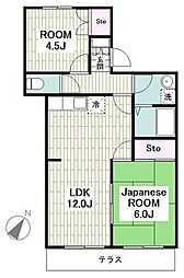 ソレイユ西鶴間 2LDKの間取図画像