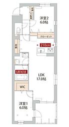 フリメール 2LDKの間取図画像