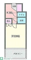 林マンション 1Kの間取図画像