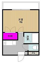 パレス・ヒルズ 1Kの間取図画像