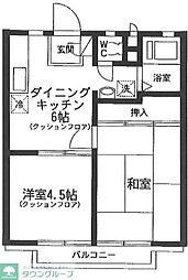 コテージ緑野 2DKの間取図画像