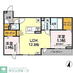 エスペリアつきみ野 2LDKの間取図画像