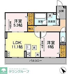 D Paina 鴨居II 2LDKの間取図画像