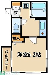 ベルリーベル 1Kの間取図画像