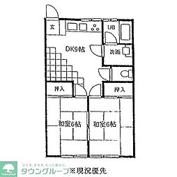 サンライズ・横浜 2DKの間取図画像