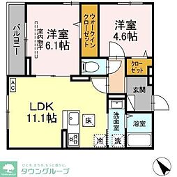 D Paina 鴨居II 2LDKの間取図画像