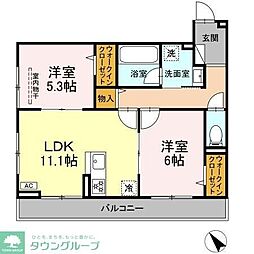D Paina 鴨居II 2LDKの間取図画像