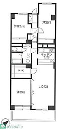 大倉山ハイム2号棟 3LDKの間取図画像