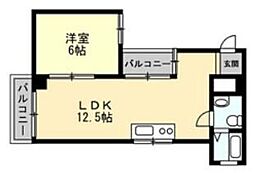 OkurayamaHills 1LDKの間取図画像