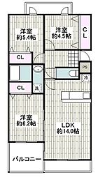 ドルフ南本宿2 3LDKの間取図画像