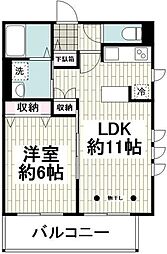 プランドール 1LDKの間取図画像