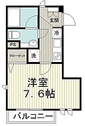 パープルヒル 1Kの間取図画像