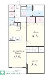 フォレストハイム 1LDKの間取図画像