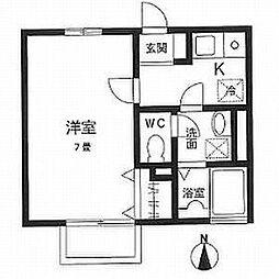 クレール南 1Kの間取図画像