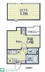 IX中板橋 1Kの間取図画像