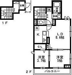 フローラ 2LDKの間取図画像