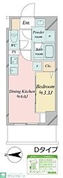 ドゥーエ王子神谷 1DKの間取図画像