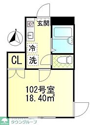 レジデンツ本蓮沼 1Kの間取図画像