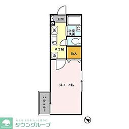 コーポハナミヅキ 1Kの間取図画像