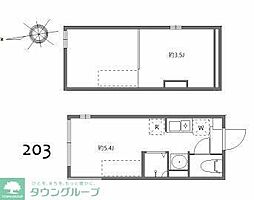 ブリスガーデン ワンルームの間取図画像