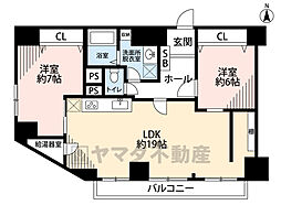 赤坂エクセル 2LDKの間取図画像