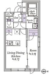 アトリオフラッツ日暮里 3階1LDKの間取り
