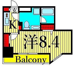 グラントゥルース田端 7階1Kの間取り