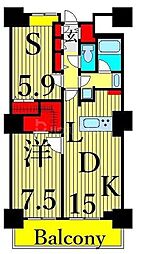 ロイヤルパークスタワー南千住 1SLDKの間取図画像