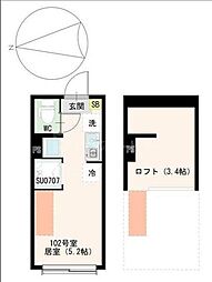 SLSG荒川町屋 1階ワンルームの間取り