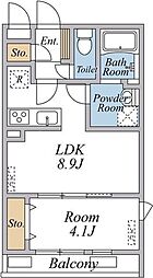 リブリ・fineIII 3階1LDKの間取り