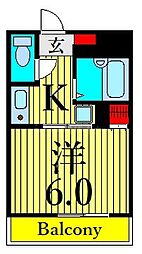 ヴィレ西日暮里 1Kの間取図画像