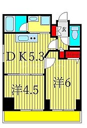 ルフレリバーサイド町屋 2DKの間取図画像