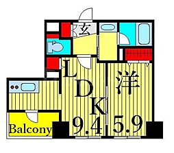 カスタリア北上野 1LDKの間取図画像