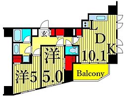 カスタリア北上野 2LDKの間取図画像