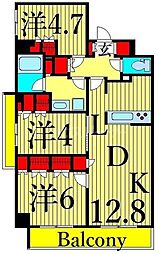 HF東尾久レジデンス 3LDKの間取図画像