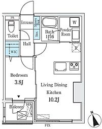 コージーコート谷中 1LDKの間取図画像