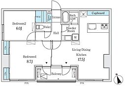 コージーコート谷中 2LDKの間取図画像