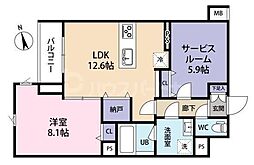 SPコート興野 1SLDKの間取図画像